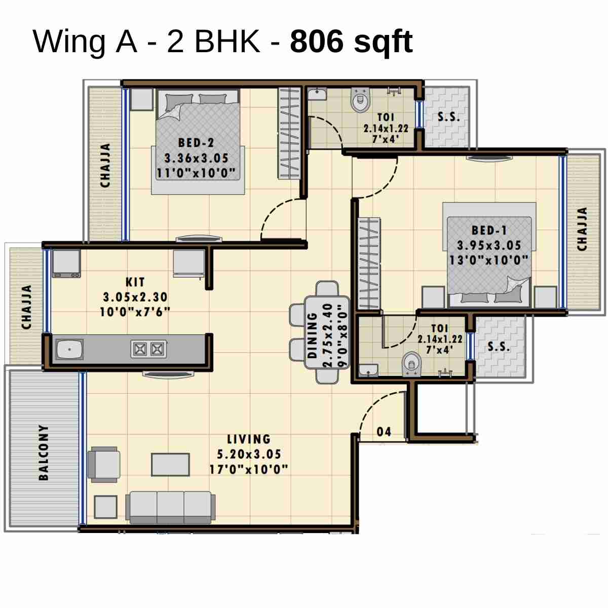 Fornax-Bhoomi-Icon-Floor-Plan-Wing-A-2-BHK-806-sqft