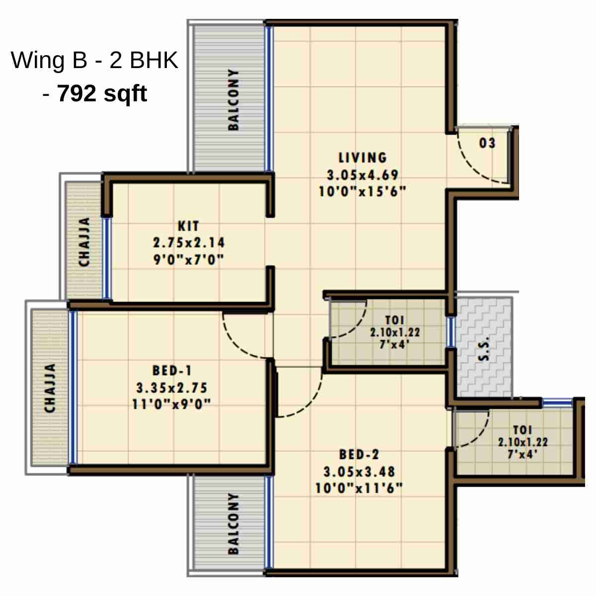 Fornax-Bhoomi-Icon-Floor-Plan-Wing-B-2-BHK-792-sqft